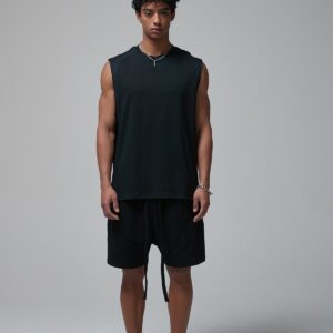 머슬핏 민소매 슬리브리스 190g 717 블랙