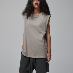 머슬핏 민소매 슬리브리스 190g 717 그레이 커피