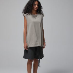 머슬핏 민소매 슬리브리스 190g 717 그레이 커피