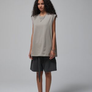 머슬핏 민소매 슬리브리스 190g 717 그레이 커피