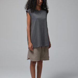 머슬핏 민소매 슬리브리스 190g 717 차콜 그레이