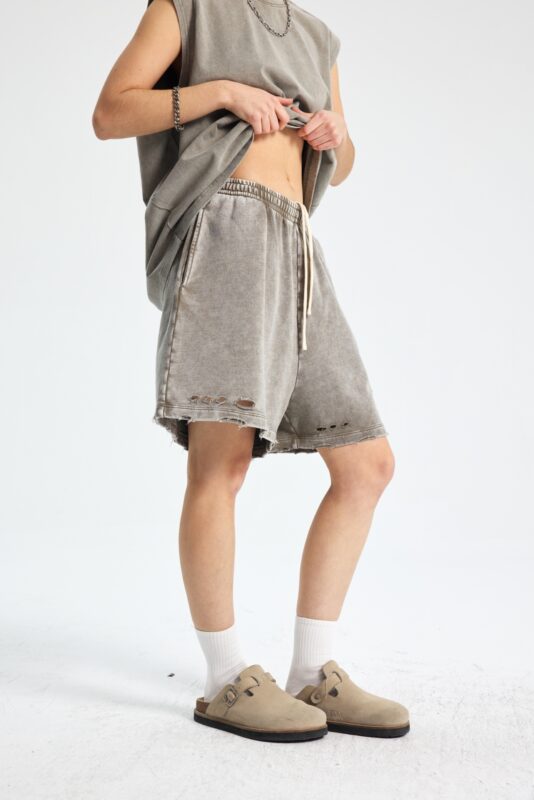 빈티지 워싱 반바지 7690 430g 그레이그린