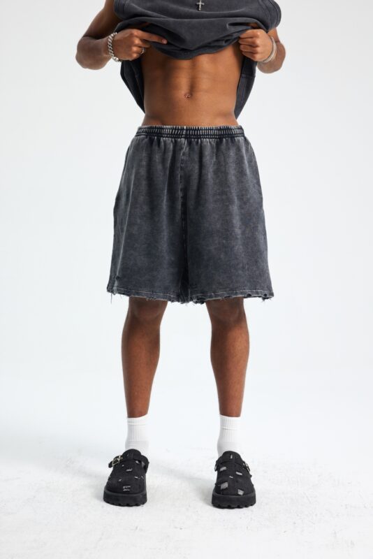 빈티지 워싱 반바지 7690 400g 블랙