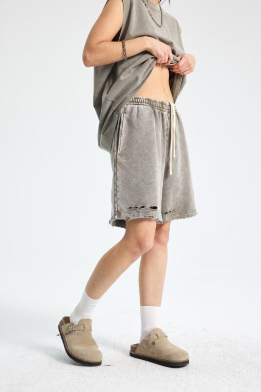 빈티지 워싱 반바지 7690 430g 그레이그린