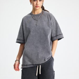 바틱 워시드 루즈핏 반팔 티셔츠 275g AR062 카본 그레이