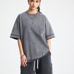 바틱 워시드 루즈핏 반팔 티셔츠 275g AR062 카본 그레이