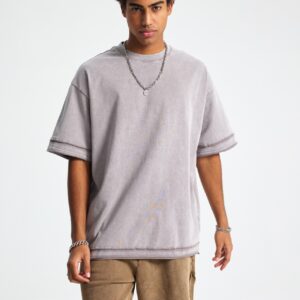 바틱 워시드 루즈핏 반팔 티셔츠 275g AR062 바틱 미디엄 그레이