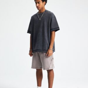 바틱 워시드 루즈핏 반팔 티셔츠 275g AR062 바틱 블랙