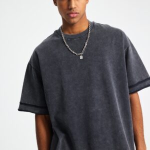 바틱 워시드 루즈핏 반팔 티셔츠 275g AR062 바틱 블랙