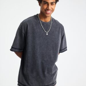 바틱 워시드 루즈핏 반팔 티셔츠 275g AR062 바틱 블랙