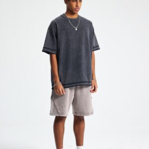 바틱 워시드 루즈핏 반팔 티셔츠 275g AR062 바틱 블랙