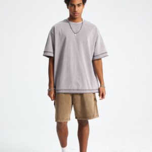 바틱 워시드 루즈핏 반팔 티셔츠 275g AR062 바틱 미디엄 그레이