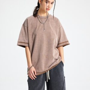 바틱 워시드 루즈핏 반팔 티셔츠 275g AR062 바틱 브라운