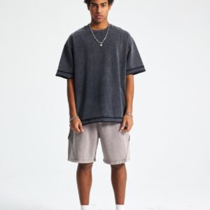 바틱 워시드 루즈핏 반팔 티셔츠 275g AR062 바틱 블랙