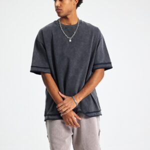 바틱 워시드 루즈핏 반팔 티셔츠 275g AR062 바틱 블랙