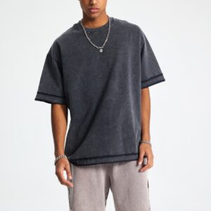 바틱 워시드 루즈핏 반팔 티셔츠 275g AR062 바틱 블랙