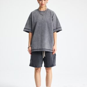 바틱 워시드 루즈핏 반팔 티셔츠 275g AR062 카본 그레이