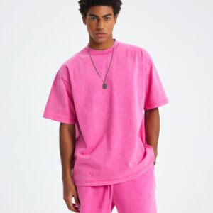 워싱 루즈핏 반팔티 250g 8808 핑크