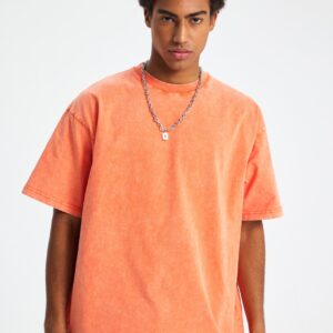 워싱 루즈핏 반팔티 250g 8808 오렌지