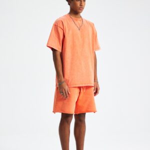 워싱 루즈핏 반팔티 250g 8808 오렌지