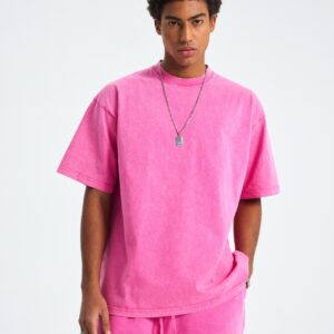 워싱 루즈핏 반팔티 250g 8808 핑크