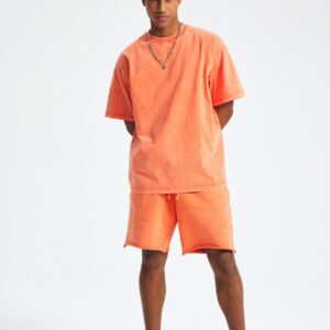 워싱 루즈핏 반팔티 250g 8808 오렌지