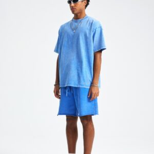 워싱 루즈핏 반팔티 250g 8808 블루