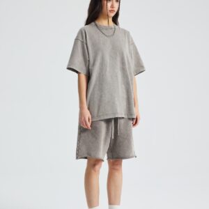 워싱 루즈핏 반팔티 250g 8808 그레이