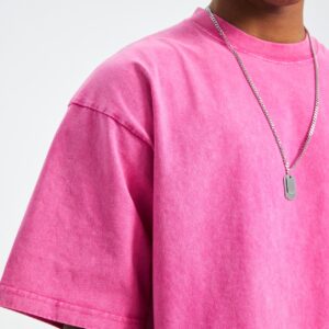 워싱 루즈핏 반팔티 250g 8808 핑크