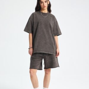 워싱 루즈핏 반팔티 250g 8808 차콜 그레이