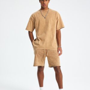 워싱 루즈핏 반팔티 250g 8808 샌드