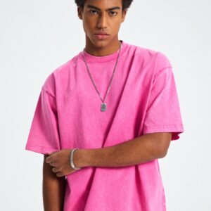 워싱 루즈핏 반팔티 250g 8808 핑크