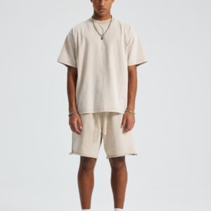 워싱 루즈핏 반팔티 250g 8808 크림