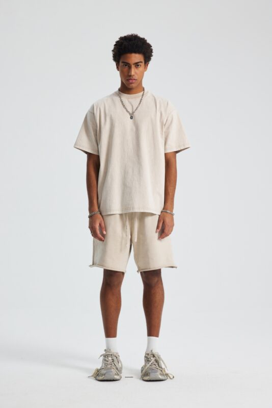 워싱 루즈핏 반팔티 250g 8808 크림