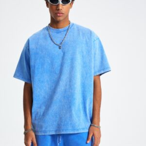 워싱 루즈핏 반팔티 250g 8808 블루