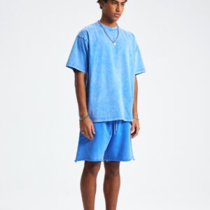 워싱 루즈핏 반팔티 250g 8808 블루