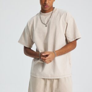 워싱 루즈핏 반팔티 250g 8808 크림