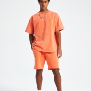 워싱 루즈핏 반팔티 250g 8808 오렌지