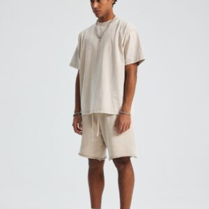 워싱 루즈핏 반팔티 250g 8808 크림