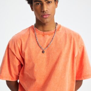 워싱 루즈핏 반팔티 250g 8808 오렌지