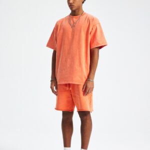 워싱 루즈핏 반팔티 250g 8808 오렌지