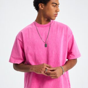 워싱 루즈핏 반팔티 250g 8808 핑크