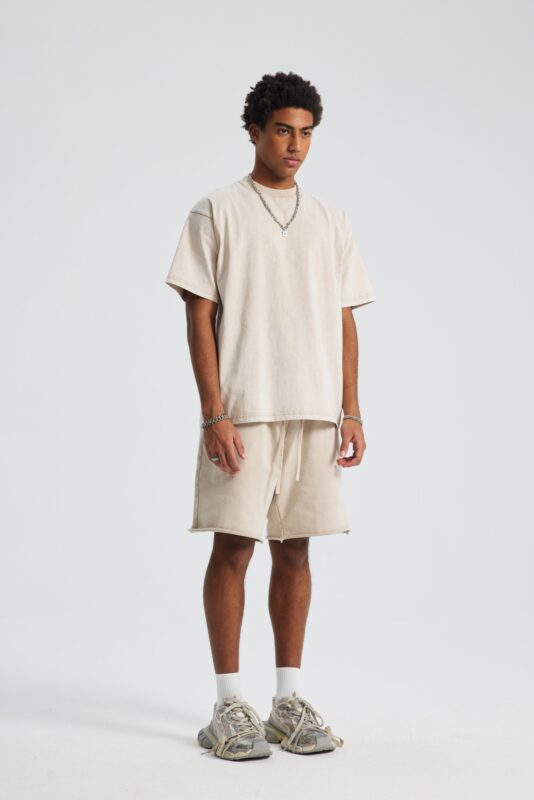 워싱 루즈핏 반팔티 250g 8808 크림