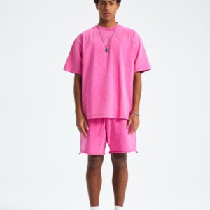 워싱 루즈핏 반팔티 250g 8808 핑크