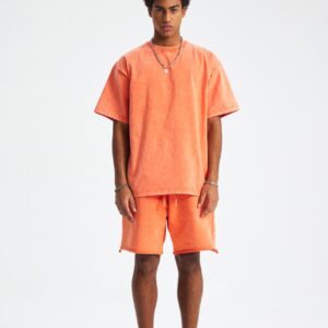 워싱 루즈핏 반팔티 250g 8808 오렌지